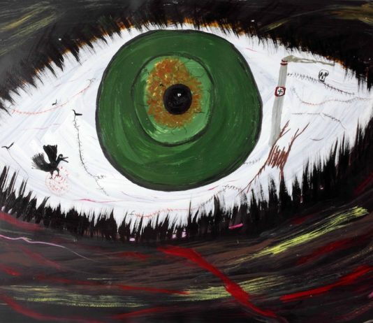 Ceija Stoja: Ohne Titel, Sin título, 1995. Acrílico sobre cartón. 69,5 x 99 cm. Colección Antoine de Galbert, Paris.