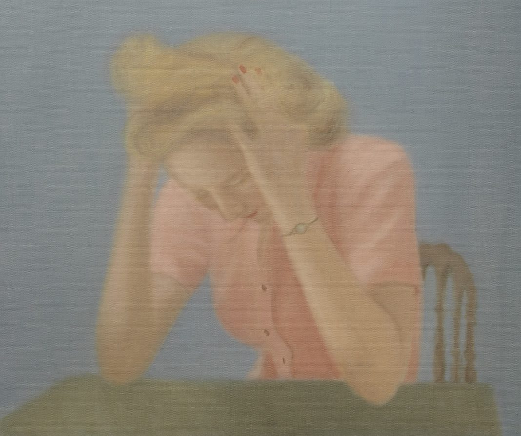Chechu Álava: Lee Miller con dolor de cabeza, 2013. Óleo sobre lienzo. 46 x 55 cm. Colección privada. Exposición 