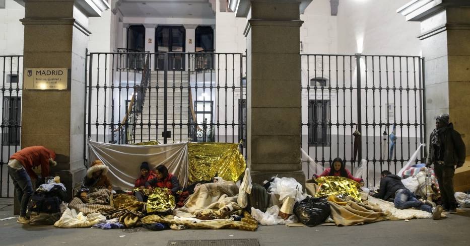 Personas sin techo en Madrid