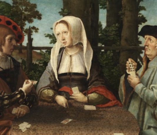 Lucas van Leyden, Los jugadores de cartas, c. 1520, detalle