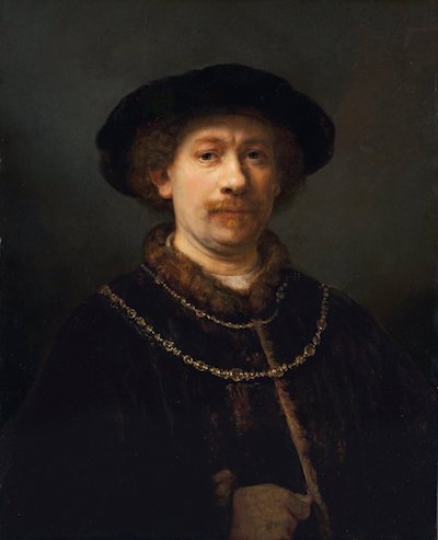 Rembrandt: autorretrato con gorra y dos cadenas