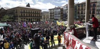 Concentración sindical en Pamplona el 1 de mayo de 2019