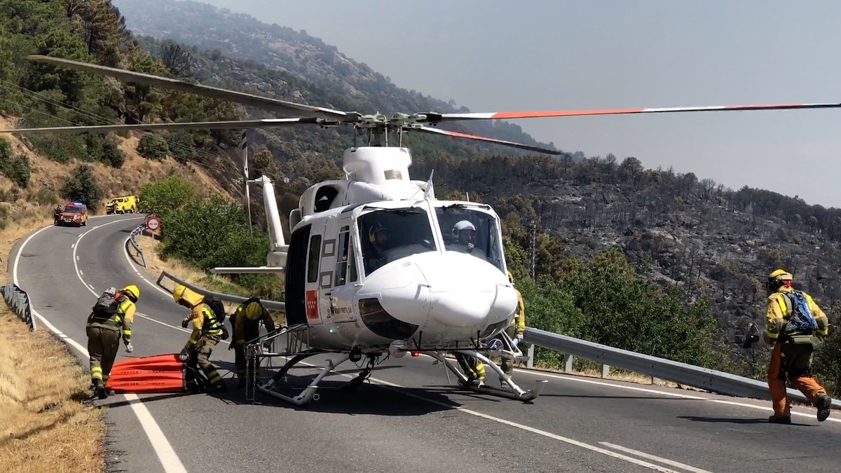 Brigada helitransportada contra incendios forestales en Cadarso