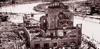 Los restos del edificio de la Prefectura Industrial de Hiroshima se conservaron como parte del conjunto de monumentos a la paz. Foto: ONU/DB