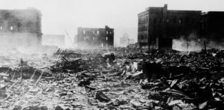 ONU/Mitsugu Kishida: Hiroshima después de que Estados Unidos lanzara una bomba nuclear el 6 de agosto de 1945