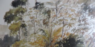 Pissarro Linde de bosque acuarela