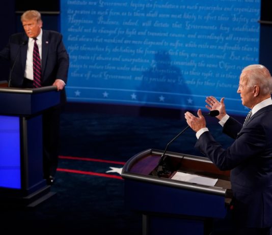 Trump y Biden en el primer debate presidencial, 29SEP2020