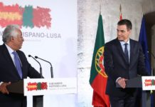 António Costa y Pedro Sánchez en la cumbre ibérica de 2018