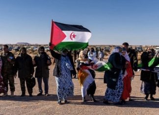 Sáhara Occidental, protestas de ciudadanos saharauis por la colonización marroquí.