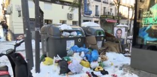 Madrid: nieve y basuras acumuladas