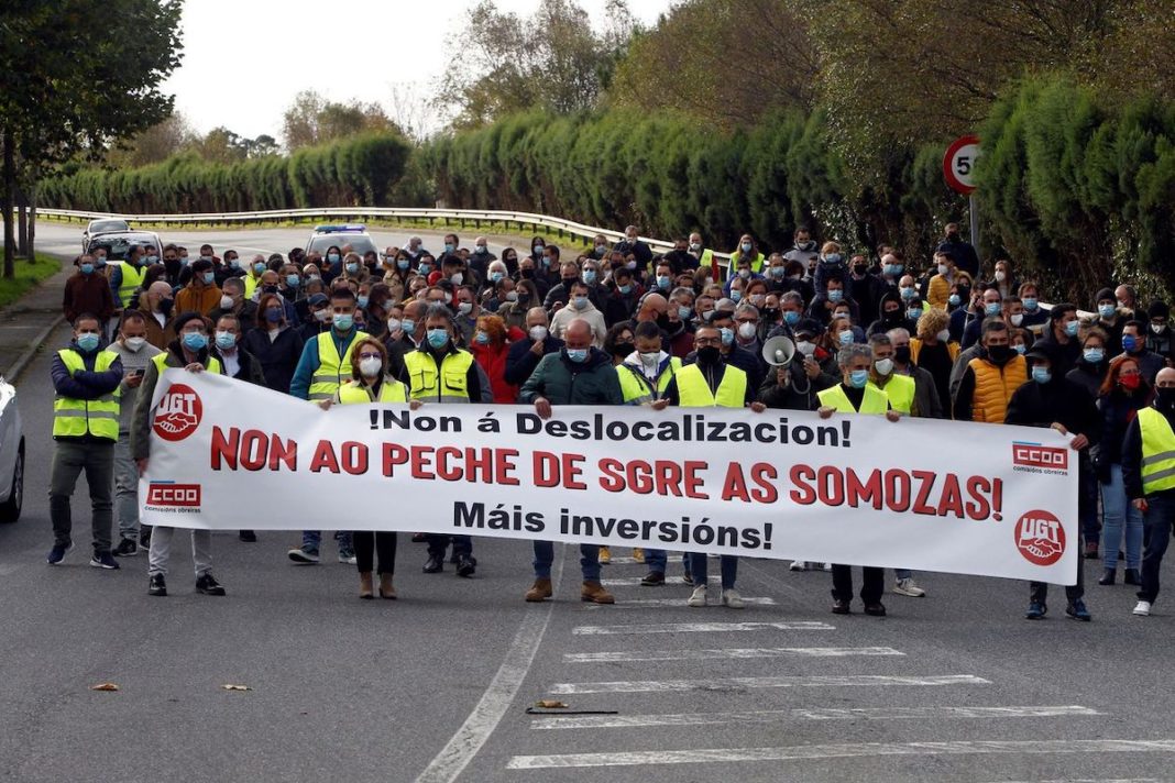 Manifestación de trabajadores de Siemens Gamesa en As Somozas
