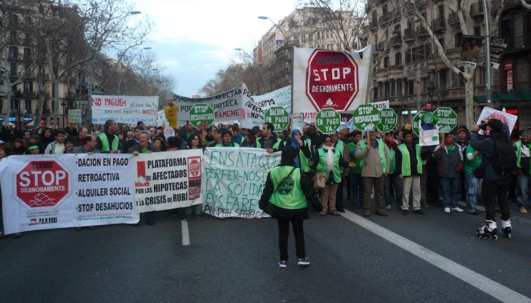 Manifestación antideshaucios en Barcelona