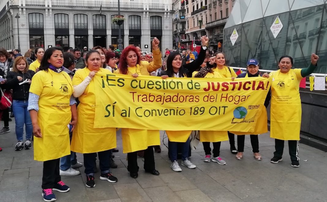 Trabajadoras del hogar: protestas por su situación laboral en Madrid, marzo de 2019