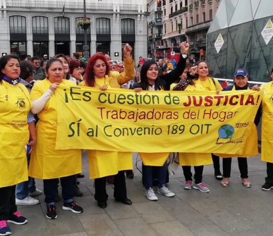 Trabajadoras del hogar: protestas por su situación laboral en Madrid, marzo de 2019