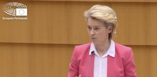 Ursula von der Leyen en la sesión del Europarlamento del 25 y 26 de abril 2021