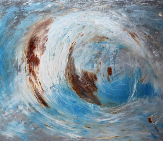 Carmen Aranda: Encontré mi lugar. Técnica mixta sobre tabla. 82´5x121 cm. 2020