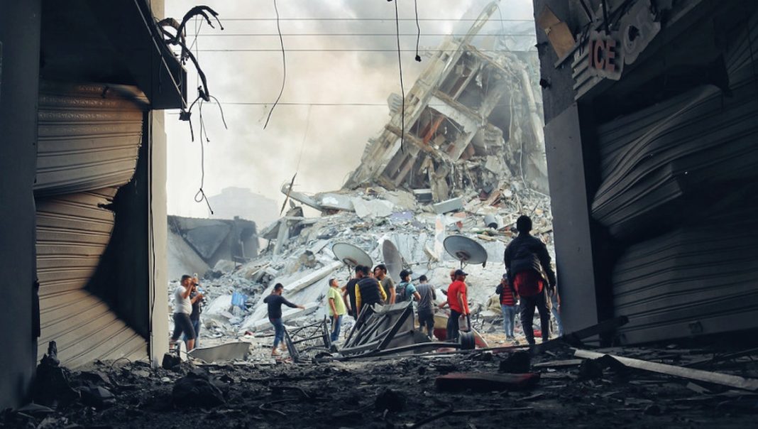OCHA/Mohammad Libed Destrucción de edificios en Gaza tras un ataque aéreo israelí.