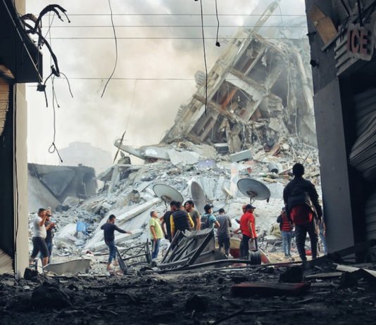 OCHA/Mohammad Libed Destrucción de edificios en Gaza tras un ataque aéreo israelí.