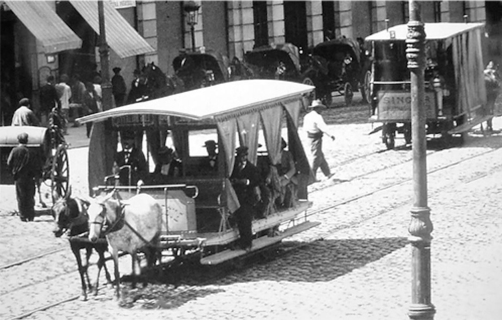 Madrid 1871, línea de tranvía por tracción animal entre el barrio de Salamanca y el barrio de Pozas