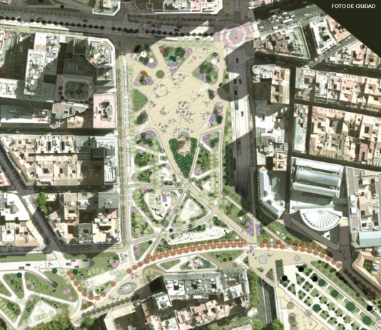 Imagen aérea de la renovada Plaza de España