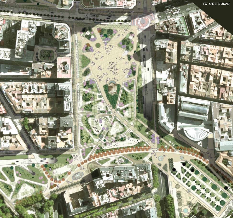 Imagen aérea de la renovada Plaza de España