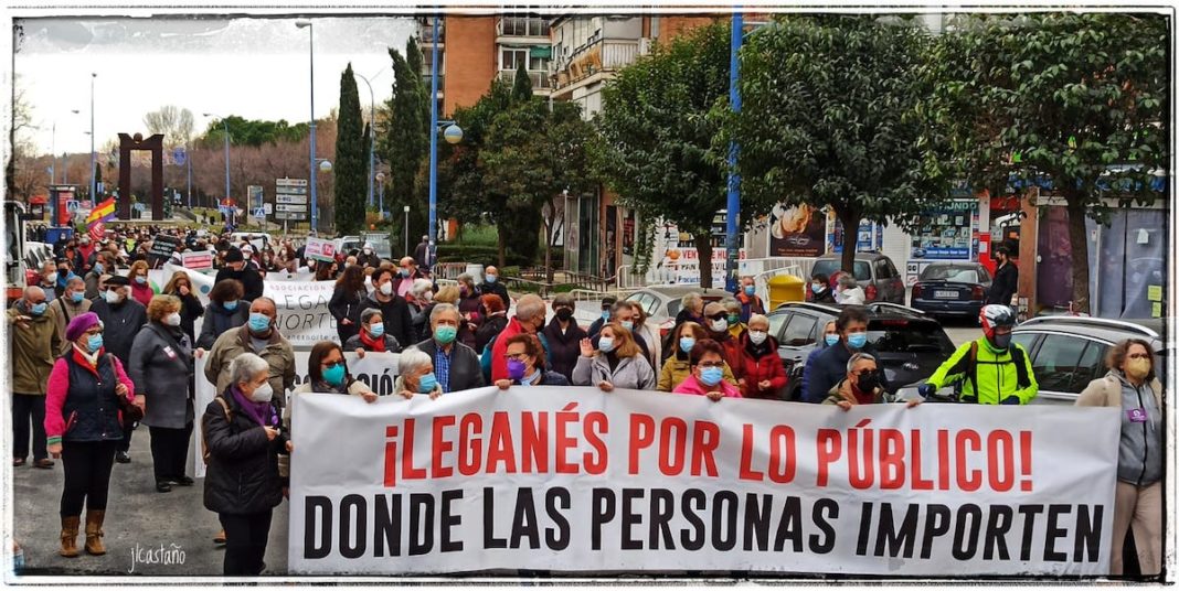 Leganés: manifestación 19 diciembre 2021 en defensa de lo público © JL Castaño