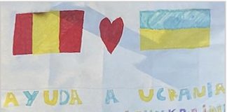 Ucrania, dibujo de una niña ucraniana que pide ayuda a España