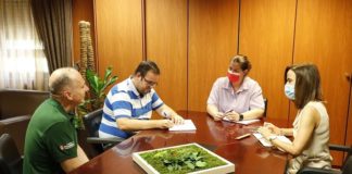 Encuentro de los responsable de la AD Ajedrez Móstoles con la alcaldesa