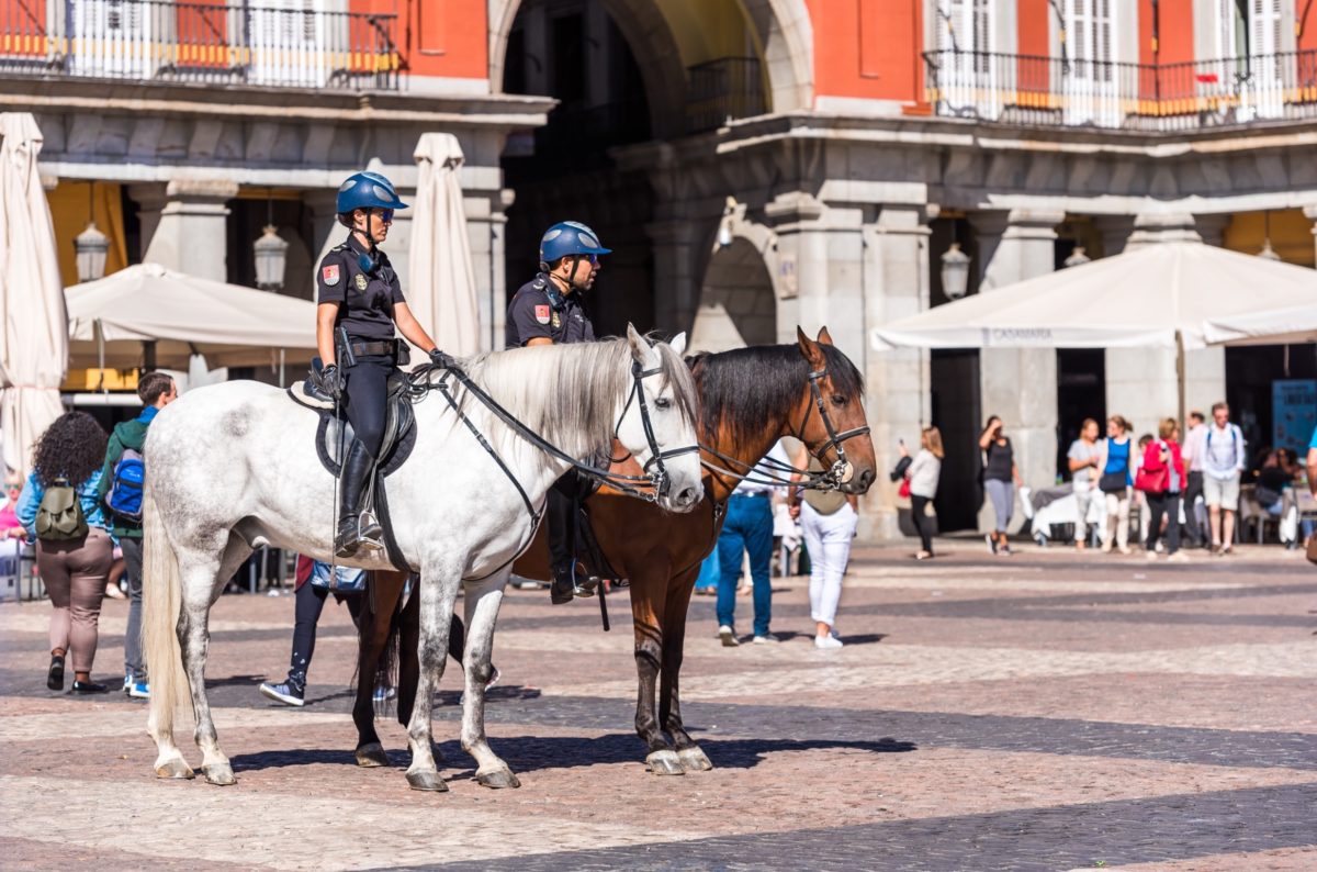 Madrid: Policía Nacional Montada en la Plaza Mayor 26SEP2017