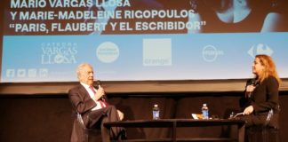 Vargas Llosa y Rigopoulos en el Instituto Francés