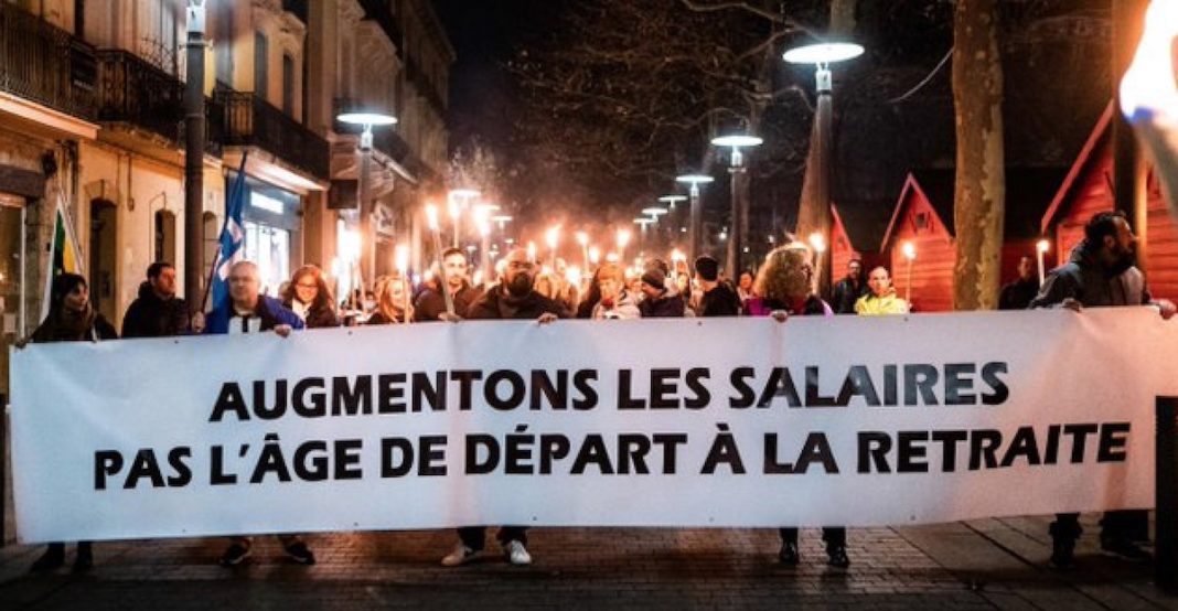 Francia, movilización en París por las pensiones públicas soidarias 22ENE2023