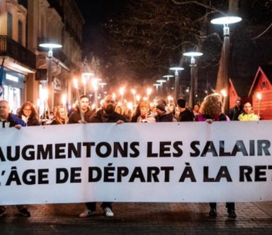 Francia, movilización en París por las pensiones públicas soidarias 22ENE2023