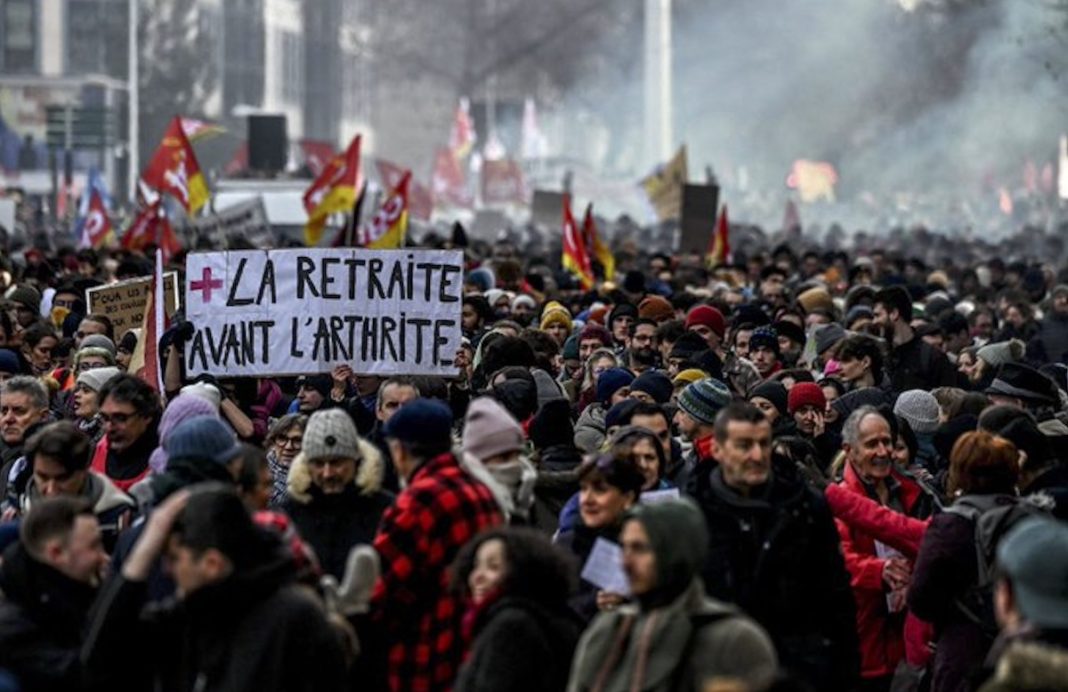 Francia, Paris, manifestación sindical, 16FEB2023