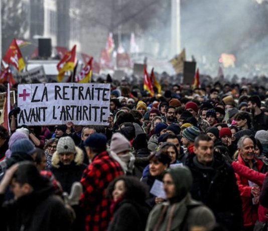 Francia, Paris, manifestación sindical, 16FEB2023