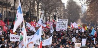 Francia, manifestación contra la reforma de las pensiones del gobierno Macrón, 7FEB2023