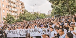 Francia, Nanterre, manifestación en protesta por la muerte de Nahel, 27JUN2023