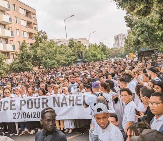 Francia, Nanterre, manifestación en protesta por la muerte de Nahel, 27JUN2023