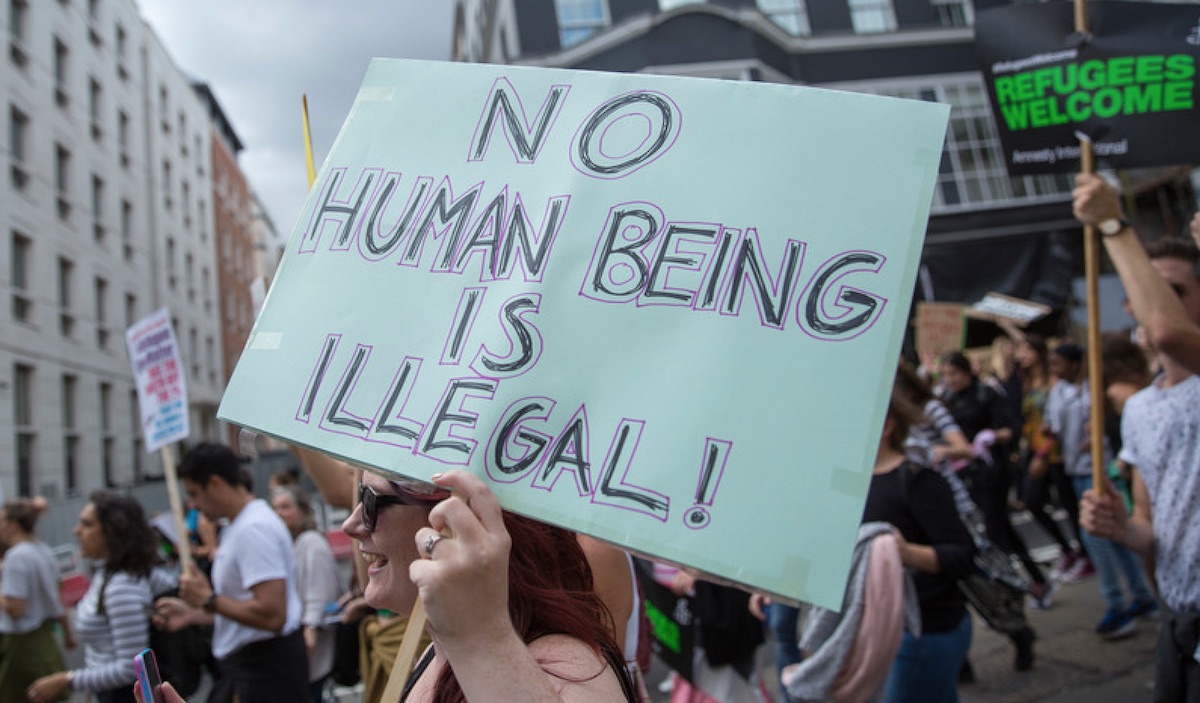 Imagen de archivo de una demostración en Londres en favor de la acogida a migrantes © AI