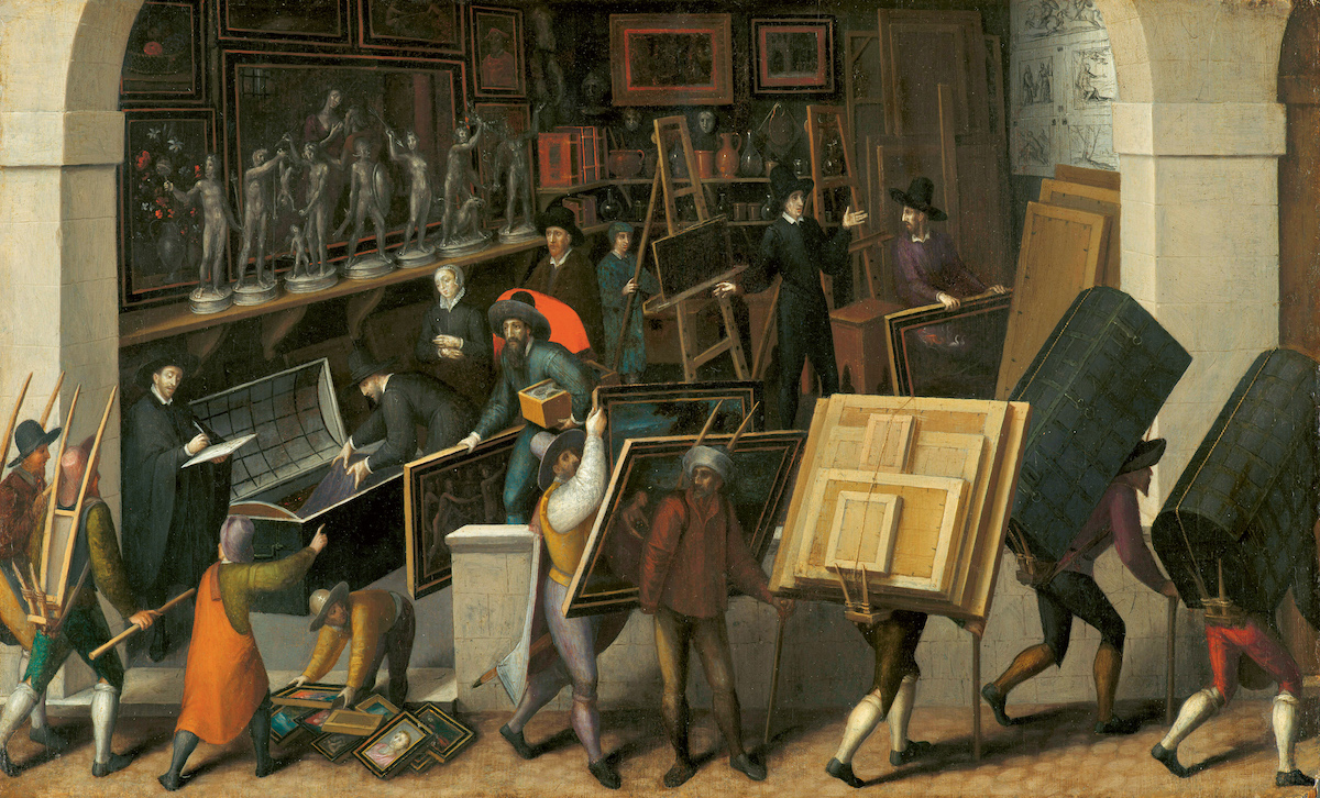 Confiscación de los enseres de la galería de un marchante. François Bunel el Joven