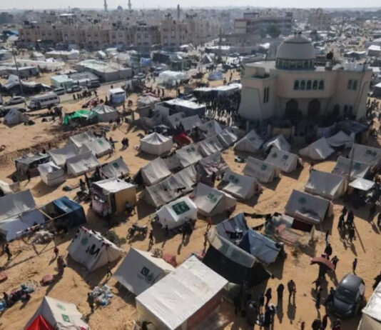 Decenas de miles de familias palestinas, desplazadas de sus hogares en Gaza, improvisaron campamentos en la ciudad de Rafah, en el extremo sur de la Franja © Wafa