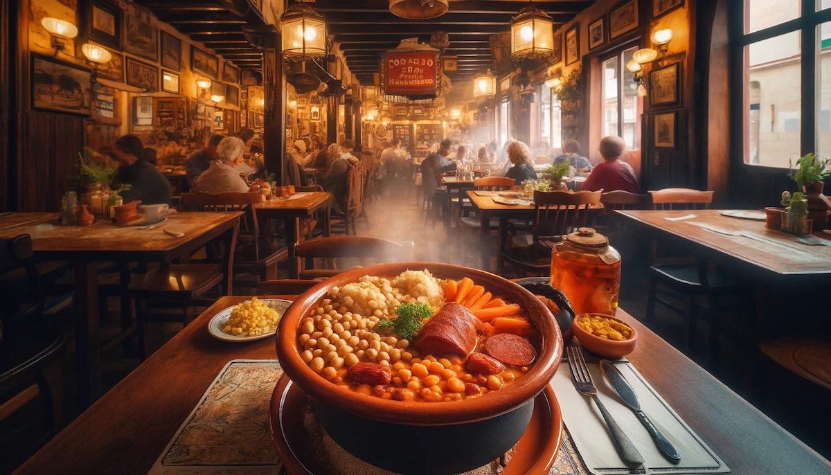 Imagen de un restaurante con ambiente tradicional que ofrece cocido madrileño