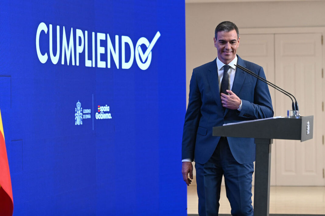 Pedro Sánchez en la presentación del informe Cumpliendo 31JUL2024 ©Pool Moncloa: Borja Puig de la Bellacasa