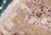 Gaza, Deir al-Balah, Area A, satélite muestra zona abarrotada de tiendas de campaña. 24MAY2024