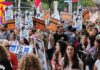 Manifestantes por la vivienda pública y el alquiler asequible en Madrid en el inicio de la marcha