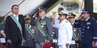 Bolsonaro con militares el 19ABR2022 ©Antonio Cruz / Agencia Brasil