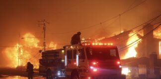 Bomberos luchan en Palisades, California, Estados Unidos, contra incendios que arrasaron en los primeros días de enero miles de viviendas y otras instalaciones ©Cal Fire