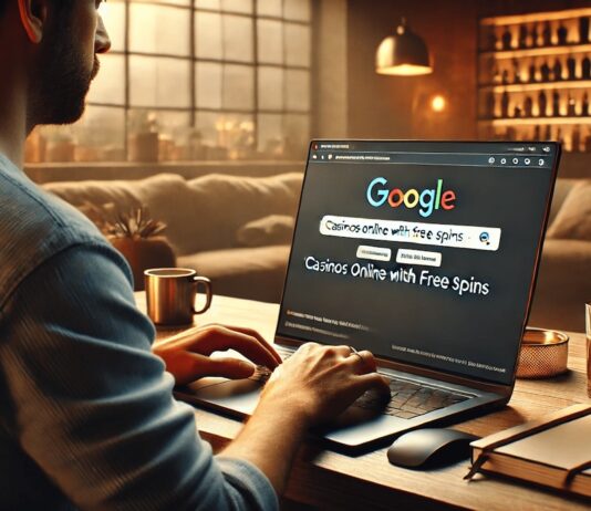 Usuario explorando en Google las mejores ofertas de giros gratis en casinos online para maximizar su experiencia de juego sin invertir