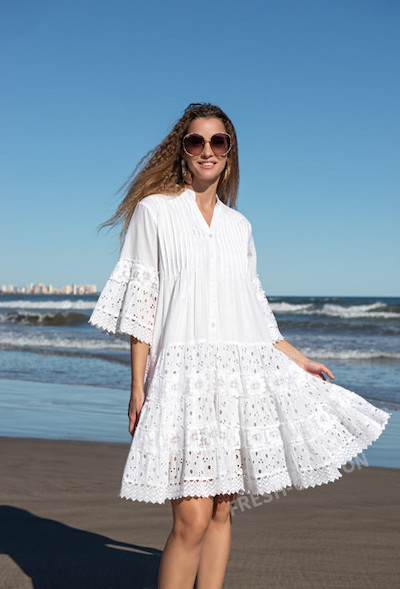 Fresh Cotton vestido mujer blanco 2025