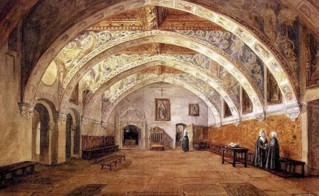 Sijena, Sala capitular, acuarela de Valentín Carderera, 1886