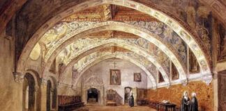 Sijena, Sala capitular, acuarela de Valentín Carderera, 1886